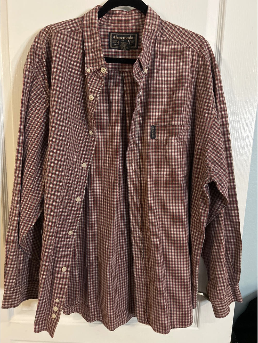 Abercrombie & Fitch Men's XL Red Plaid Button-Up Shirt